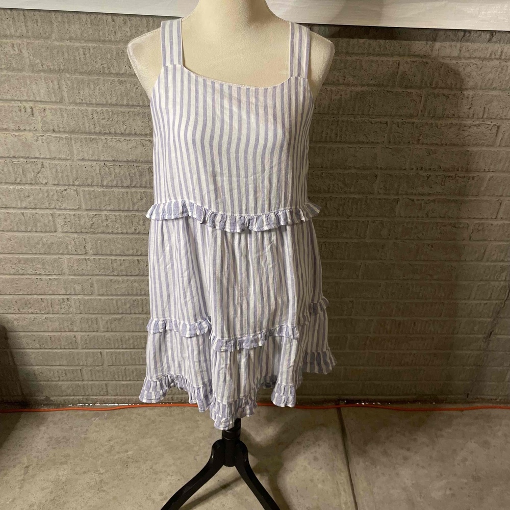 Rails‎ Sandy Blue Striped Sleeveless Ruffled Sundress Dress Size Medium